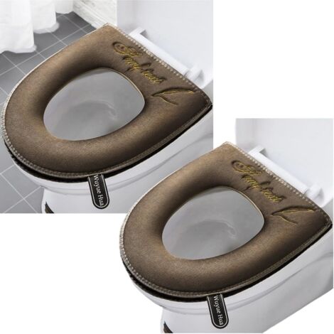 Housse De Siège - Lot De 2 - Acrylique Souple - Avec Poignée - Lavable Machine - Pour WC Oval (1/5)