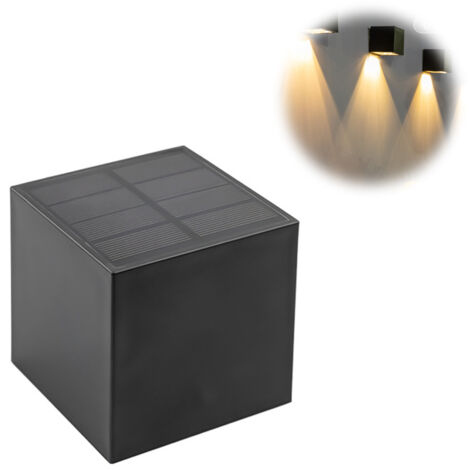 Applique murale carrée à LED solaire, applique décorative d'extérieur à lumière chaude, applique étanche, applique de jardin (1/5)