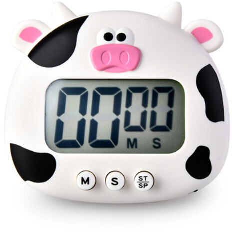 Minuteur de cuisine, minuteur à compte à rebours avec un adorable animal de dessin animé, grande horloge à écran LCD avec support. (1/5)