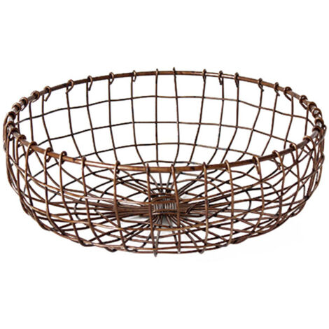 Panier de rangement vintage tressé à la main, corbeille à fruits, panier de rangement pour bureau, couleur bronze antique (1/5)