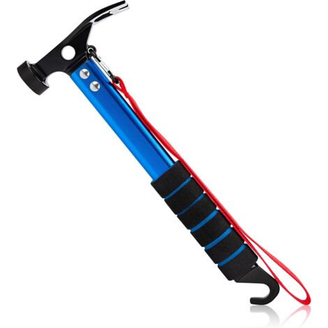 Marteau De Tente - 1 Pièce - Aluminium Et Acier - Multifonctionnel - Camping Et Jardinage - Bleu (1/5)