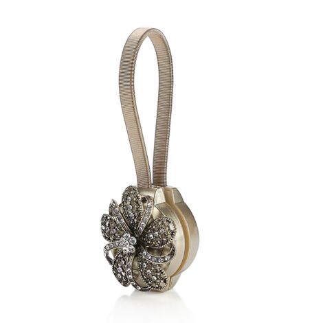 Pince à rideau magnétique rétractable en forme de fleur, boucle de ceinture, accessoire de ceinture, ameublement, couleur bronze (1/5)