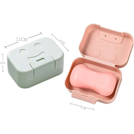 Porte-savon de voyage avec deux porte-savons en plastique, portable avec couvercle, adapté à la salle de bain, au lavabo et aux voyages. (1/5)