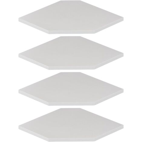 Étagère Murale D'angle - 4 Niveaux - Bois Composite - Gestion Câbles - Salon Bureau - Blanc 30cm (1/5)
