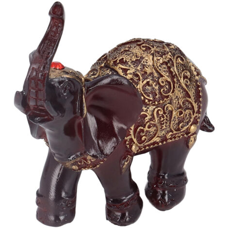 Figurine d'éléphant, statue d'éléphant en résine durable, à la texture délicate et au style vintage, symbolisant la chance et la prospérité. (1/5)