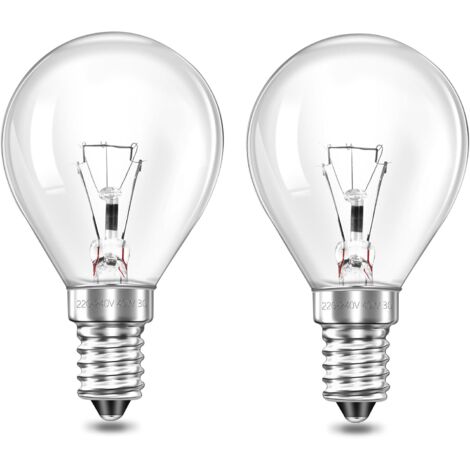 Ampoule E14 Dimmable G45 Pour Four 300 Degrés - Lot De 2 - Verre Résistant - Blanc Chaud 2700K - Micro-onde Et Lave-vaisselle - 45x76mm (1/5)