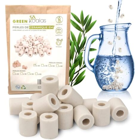 Perles Céramique EM - Lot de 20 - Grises - Filtration Eau et Anti-Calcaire - Pour Carafe et Machine - Diamètre 18mm