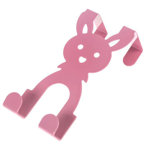 Un crochet de porte en forme de lapin, multifonctionnel, sans clous, mignon, durable et adapté aux objets de la maison, rose. (1/5)