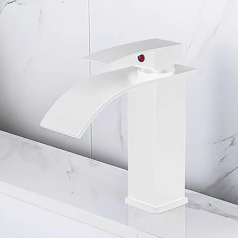 Robinet de salle de bain moderne noir avec une seule poignée en laiton, finition noire mate pour l'eau chaude et l'eau froide. (1/5)