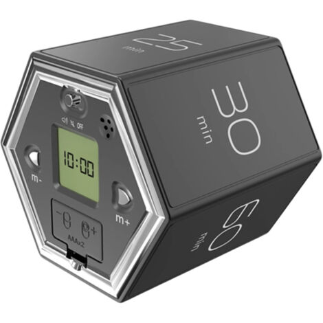 Minuteur hexagonal à bascule avec fonctions silencieuse et alarme - Minuteur de cuisine - Minuteur magnétique cubique pour cuisiner, étudier et travailler. (1/5)