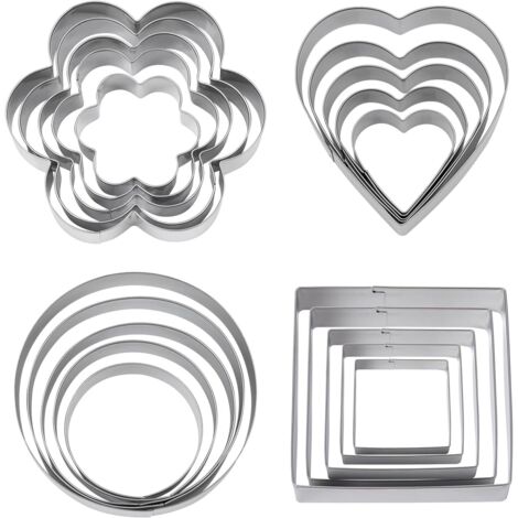 Emporte-pièce - Lot de 20 - Acier Inoxydable - Découpe Pâtisserie - Biscuits Gâteaux - Formes Variées (1/5)