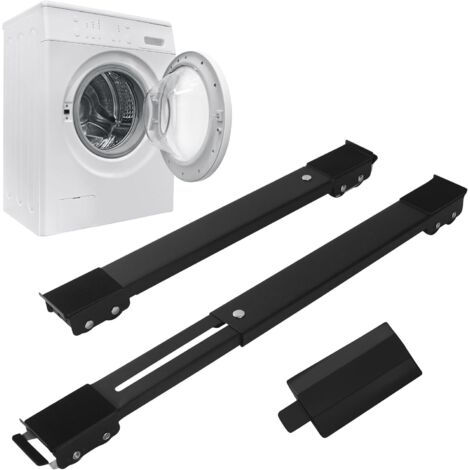 Support Machine À Laver - 2 Pièces - Métal Et Caoutchouc - Réglable 46-71 Cm - Charge 300 Kg - Noir (1/5)