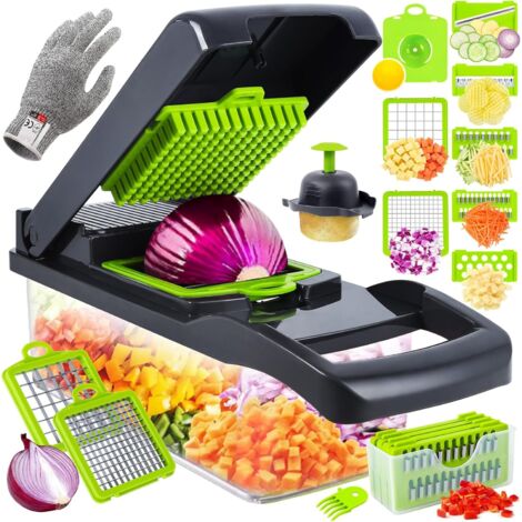 Coupe Légumes Manuel - 16 En 1 - Acier Inoxydable Et Abs - 7 Lames Interchangeables - Pour Cuisine Domestique - Noir (1/5)