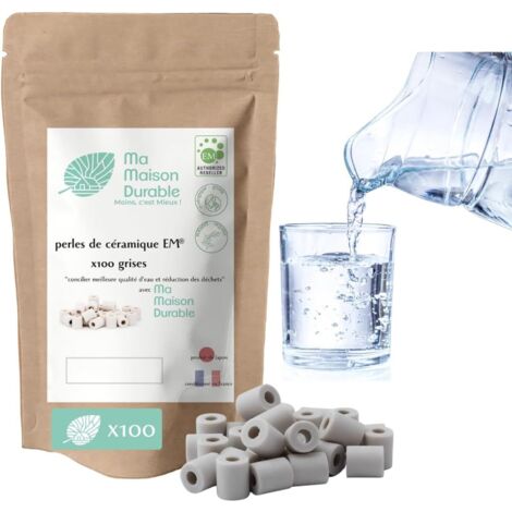Perles De Céramique EM - Lot De 100 - Gris - Filtration Naturelle - Pour Carafe Et Gourde - Traitement Calcaire (1/5)