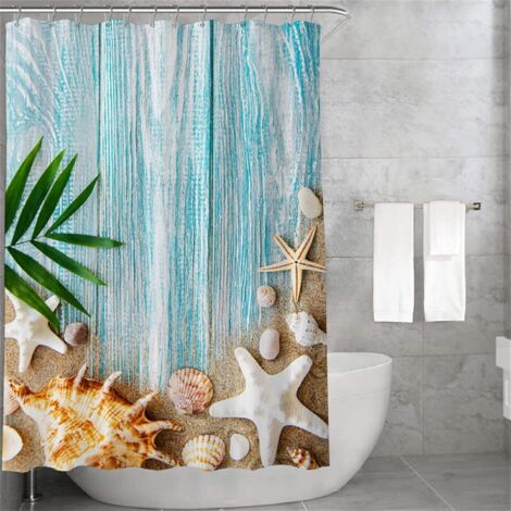 Rideau De Douche - 1 Pièce - Polyester Imperméable - Motif Mer Anti-moisissure - Salle De Bain - 180x200 Cm (1/5)