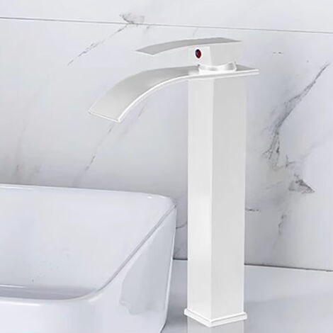 Robinet de salle de bain moderne noir avec une seule poignée en laiton, finition noire mate pour l'eau chaude et l'eau froide. (1/5)