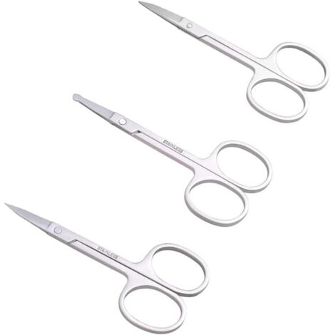Lot de 3 Ciseaux - Acier Inoxydable - Pointe Ronde et Courbée - Toilettage Visage et Nez - 8,6 cm (1/5)
