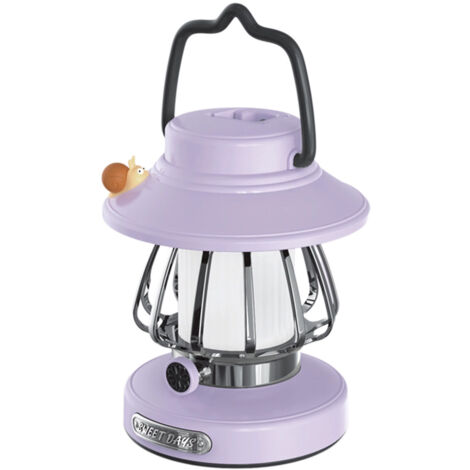 Lampe de camping, lampe de camping rétro rechargeable en métal, lampe rétro suspendue à piles, ampoule portable étanche pour tente d'extérieur. (1/5)