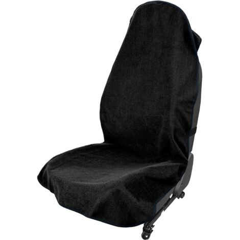 Housse De Siège Auto Universelle - 1 Pièce - Tissu Éponge Noir - Imperméable Et Antidérapant - Pour Voiture Et Camionnette - 140x75 Cm (1/5)