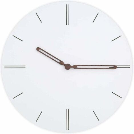 Horloge murale ronde en bois silencieuse, style minimaliste moderne, design fin, classique et polyvalente, convient à la décoration de la chambre, du salon et du bureau (30 cm, 5 mm d'épaisseur - blan (1/5)