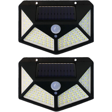 Ce kit d'éclairage extérieur solaire composé de deux lampes est étanche (IP65), dispose d'un détecteur de mouvement et de 100 LED. Il convient parfaitement à une utilisation en extérieur, dans une cou (1/5)