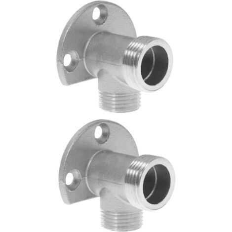 Adaptateur Robinet Mural - 2 Pièces - Acier Inoxydable - Fixation Solide 3 Trous - Salle De Bain Extérieur - 5,30x5,00x4,00cm (1/5)
