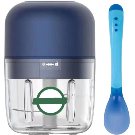 Mini robot culinaire électrique, mini hachoir portable de 250 ml pour viande et ail, avec port de chargement USB de type C. (1/5)