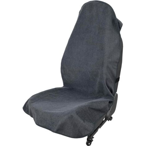 Housse De Siège Auto Universelle - 1 Pièce - Tissu Éponge Gris - Imperméable Et Antidérapant - Pour Voiture Et Camionnette - 140x75 Cm (1/5)