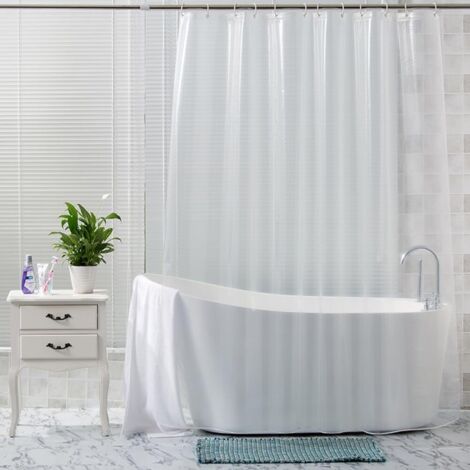 Rideau de Douche Transparent - 1 Pièce - Polyéthylène - Imperméable et Anti-Moisissure - Salle de Bain et Baignoire - 180 x 200 cm (1/5)
