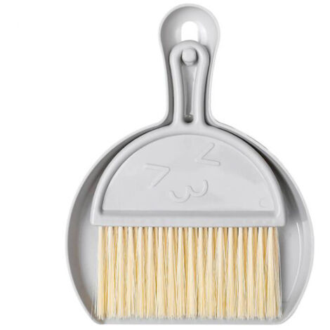 Ensemble mini balai et pelle, mini balai et pelle à poussière suspendus pour clavier et ordinateur portable, idéal pour le nettoyage de bureau, gris. (1/5)