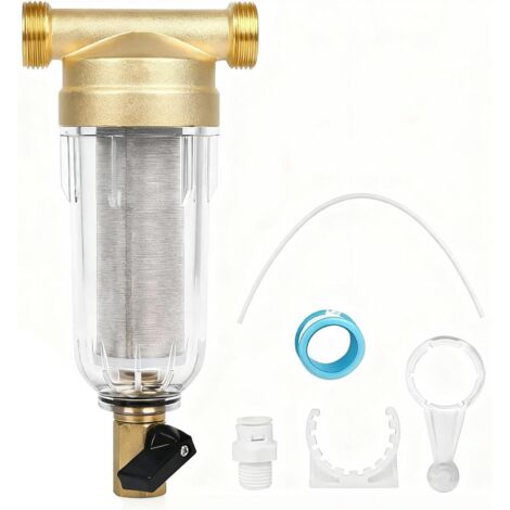 Pré-Filtre à Eau - 1 Unité - Laiton et Acier Inoxydable - Filtration 40 Microns - Maison et Puits - 1/2 Pouces (1/5)