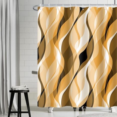 Rideau De Douche - 1 Pièce - Polyester - Imperméable Anti Moisissure - Salle De Bain - Jaune Moutarde 240x180cm (1/5)