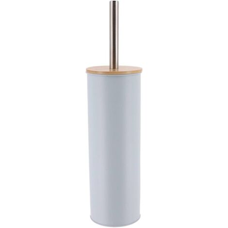 Brosse WC - 1 Unité - Métal Et Bambou - Design Moderne - Pour Salle De Bain - Bleu Clair (1/2)