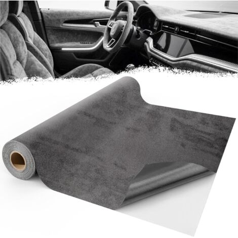 Tissu Adhésif Microfibre - 1 Rouleau - Daim Synthétique Gris Clair - Revêtement Intérieur Auto et Meubles - 200x40 cm (1/5)