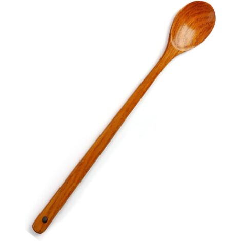 Cuillère en bois - 1 pièce - Bois massif - Manche extra long 50 cm - Cuisine et camping - Naturel (1/5)
