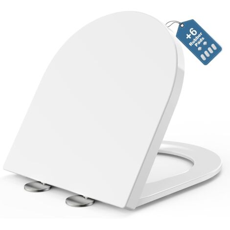 Abattant WC D-Forme - 1 Pièce - Duroplast - Frein De Chute Soft-Close - Cuvette Universelle - 430x360 mm (1/5)