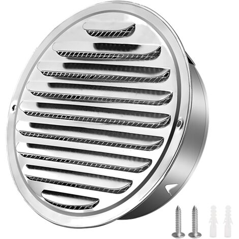 Grille Aeration Ronde Inox 100mm - 1 Pièce - Acier Inoxydable - Filet Anti-Insectes - Garage Cuisine Salle De Bain - Diamètre 145mm (1/5)