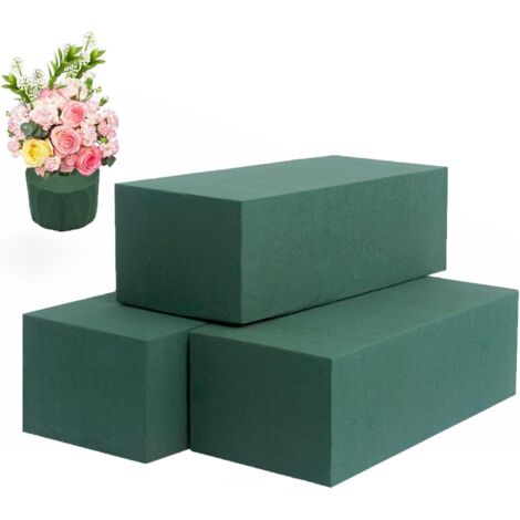 Mousse Florale - Lot de 3 - Verte - Absorption Eau - Arrangement Fleurs Fraîches et Artificielles - 23x10x7 cm