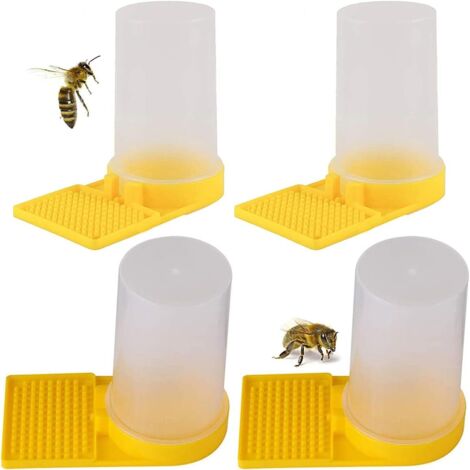 Distributeur Eau Abeille - 4 Pièces - Plastique Jaune - Design Nid - Apiculture (1/5)
