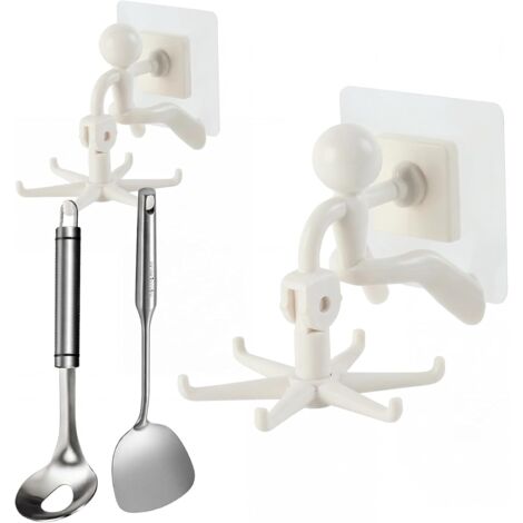 Support Ustensiles Cuisine - 2 Pièces - ABS - Rotation 360° - Adhésif Sans Perçage - Cuisine Salle De Bain (1/5)