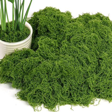 Mousse Artificielle - 50g - Fibres Synthétiques - Décoration Végétale Réaliste - Jardin Bricolage Maison - Vert Foncé