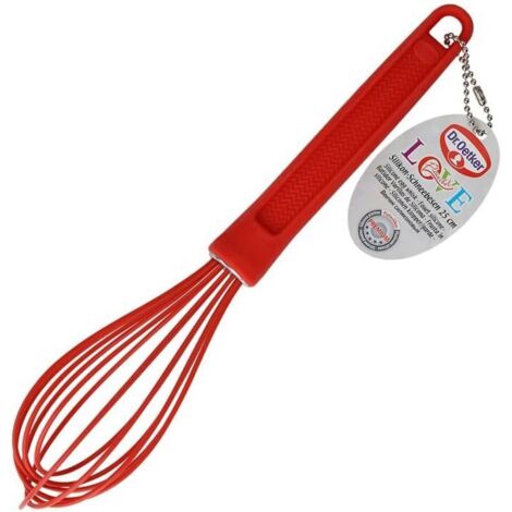 Fouet Cuisine Silicone - 1 Pièce - Silicone Platine - Résistant Chaud Froid - Pour Casseroles Antiadhésives - 25 cm Rouge (1/5)