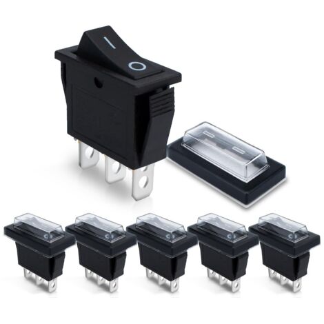 Interrupteur à bascule - 6 pièces - Nylon PA66 - Étanche IP67 - 125V 20A - Noir (1/5)