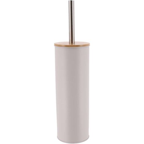 Brosse WC - 1 Unité - Métal Et Bambou - Design Moderne - Hygiène Quotidienne - Salle De Bain - Gris Clair (1/3)