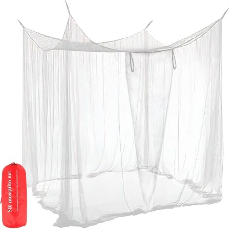 Moustiquaire Lit - 1 Pièce - Polyester - 4 Portes - Camping Jardin Terrasse - 240x210x190cm Blanc (1/5)