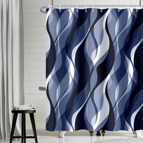 Rideau De Douche - 1 Unité - Polyester - Imperméable Anti Moisissure - Salle De Bain - Bleu Marine 240x180cm (1/5)