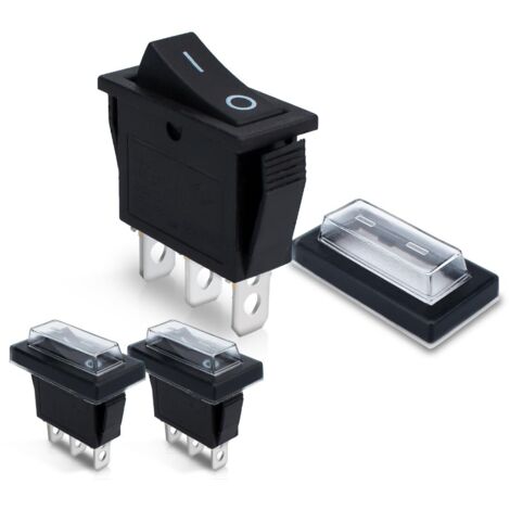 Interrupteur à bascule - Lot de 3 - Nylon Noir - Étanche IP67 - 12V DC 10A - Pour Tableau Électrique (1/5)