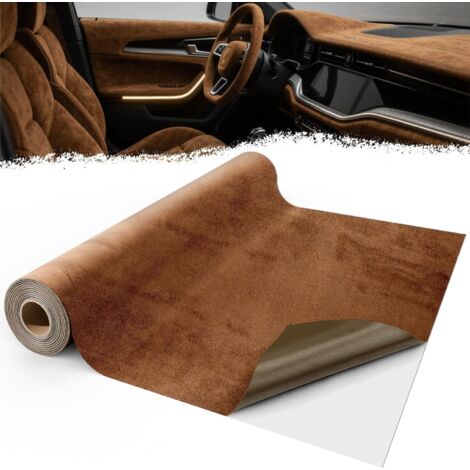 Tissu Adhésif Microfibre - 1 Rouleau - Daim Synthétique Marron - Revêtement Intérieur Auto - Pour Tableau De Bord Et Meubles - 200x40 Cm