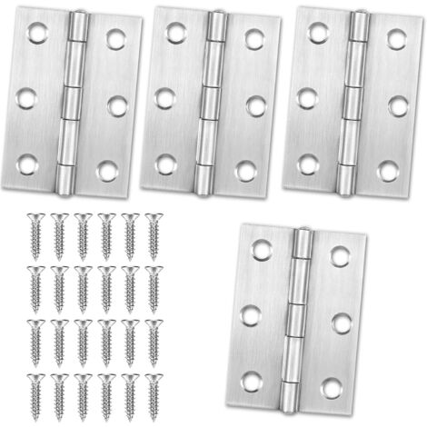 Charnière Piano Inox - Lot de 4 - Acier Inoxydable - Roulement fluide - Pour Porte Placard - 75x50mm (1/5)