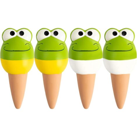 Pics Arrosage - Lot de 4 - Terre Cuite - Forme Grenouille - Auto-irrigation - Intérieur Extérieur - 16 cm (1/5)